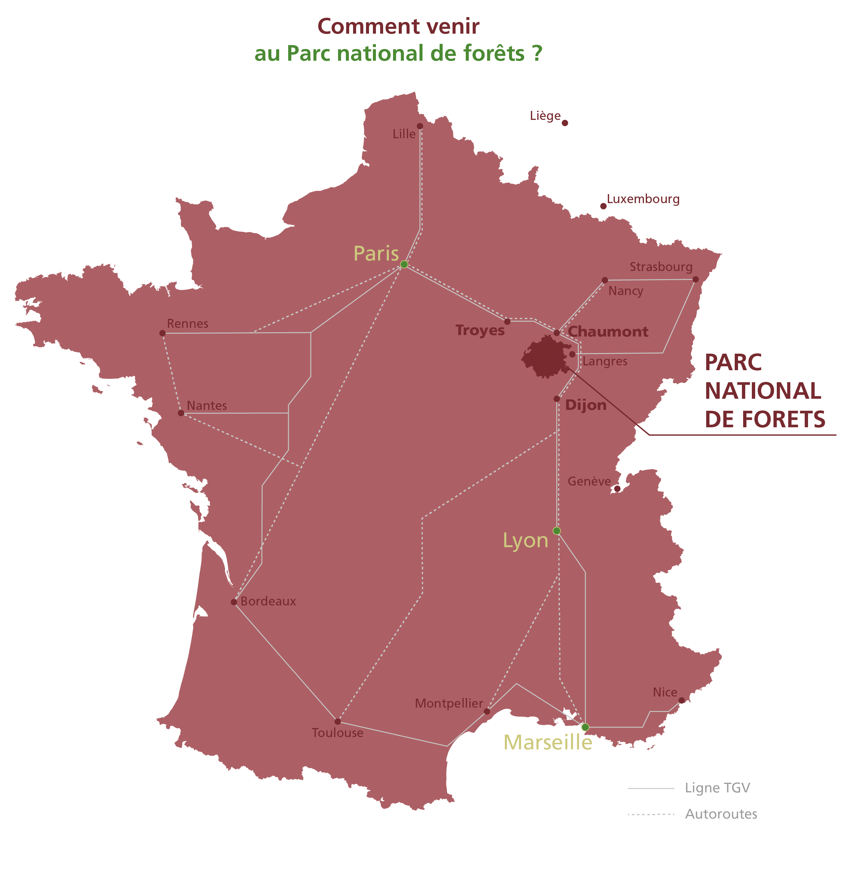 Carte de France avec les principaux axes